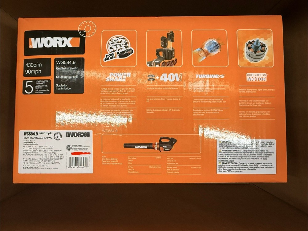 WORX WG584.9 40V Cordless Leaf Blower (Tool Only)