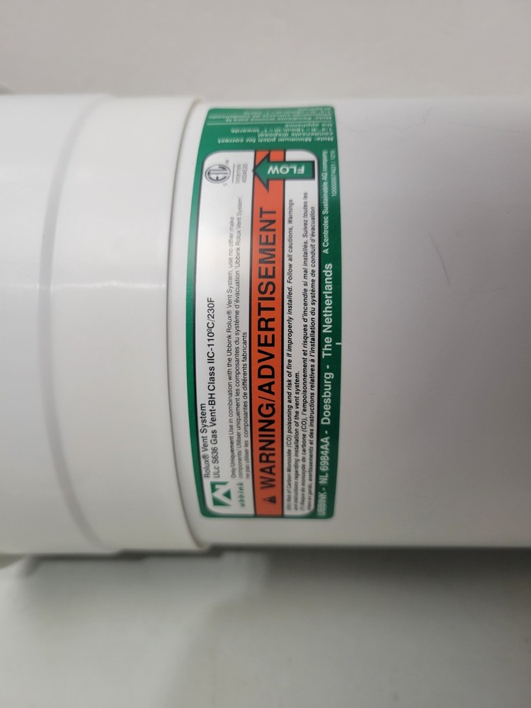 ubbink/Rinnai 224080PP Condensing Vent 39-in Pipe Extension White New-Old-Stock