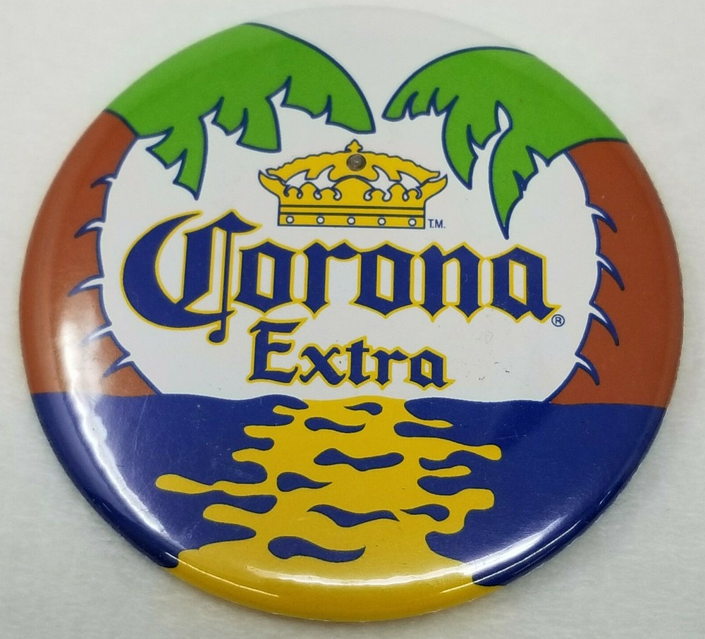 Corona Extra Palm Trees Ocean Light Up Formerly Pinback Vintage