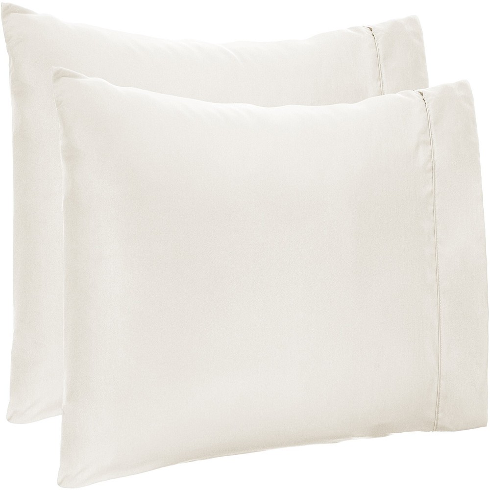 4 PCs Pillow Case Set 600 TC Egyptian Cotton Ivory Solid Queen Size