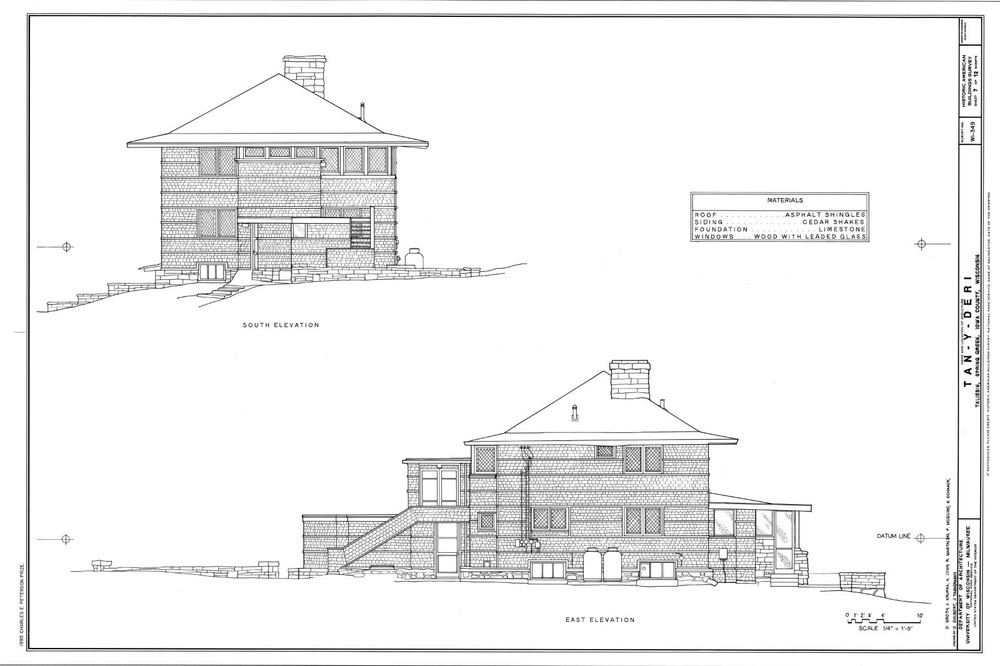 4 bedroom open plan home by Frank Lloyd Wright, printed architectural drawings