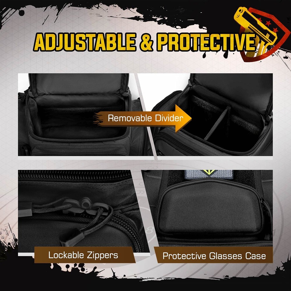 Tactical Range Backpack Removable Divider 4 Pistol Case Hard Glasses TIDEWE