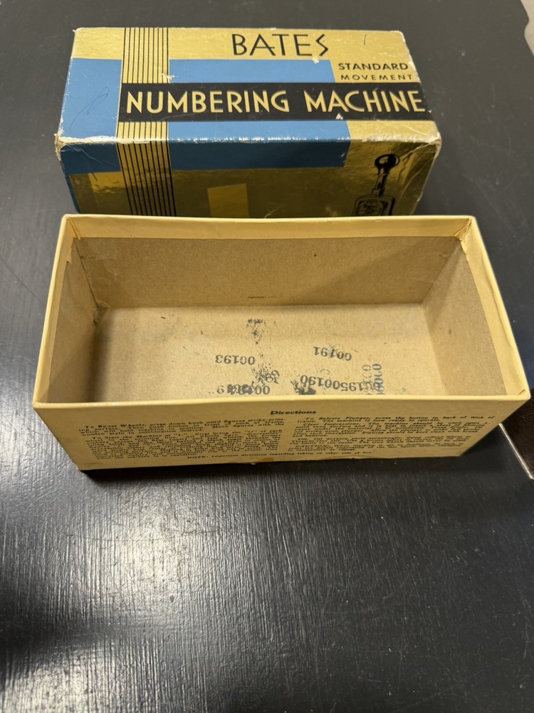 Bates Standard Movement Numbering Machine Stamp 6 Wheels Style E w/ Original Box