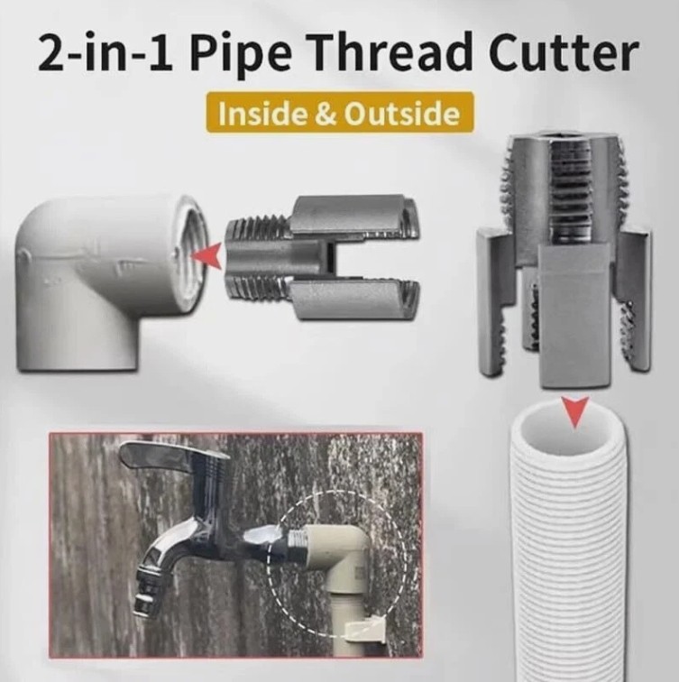 Integrated Internal & External Pipe ThreadingTool, PVC Pipe Threader Kit S+L