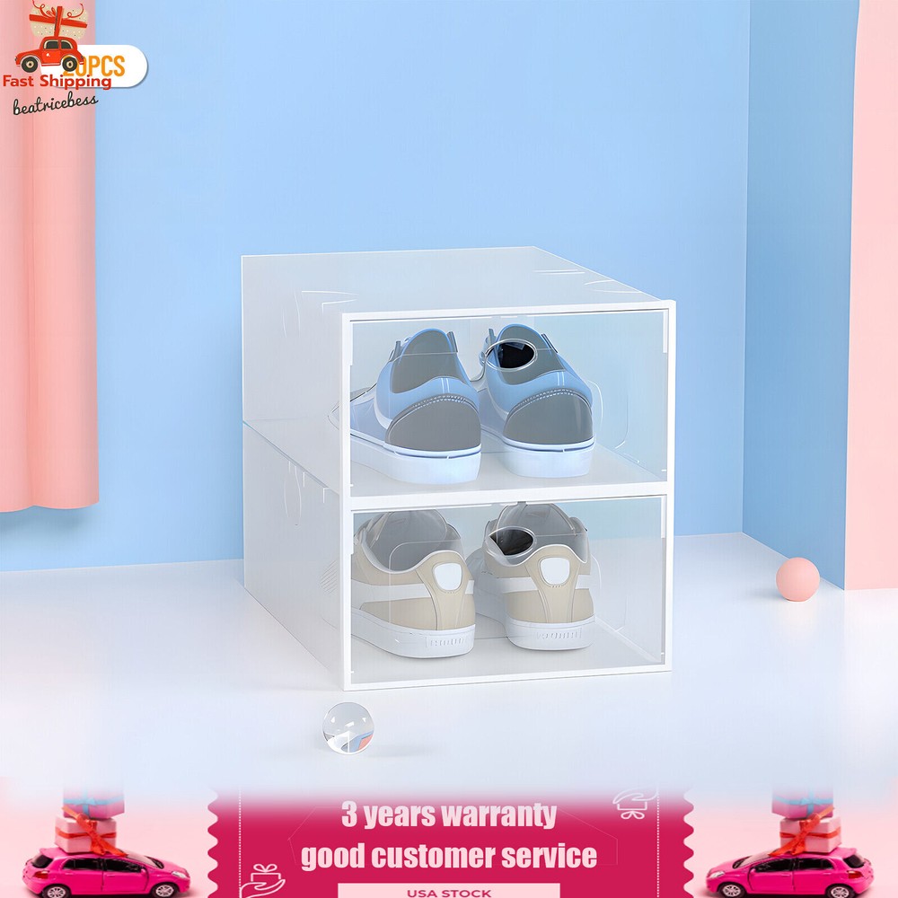 20Pcs Plastic Shoes Storage Box Stackable Display Case Sneaker Organizer Case