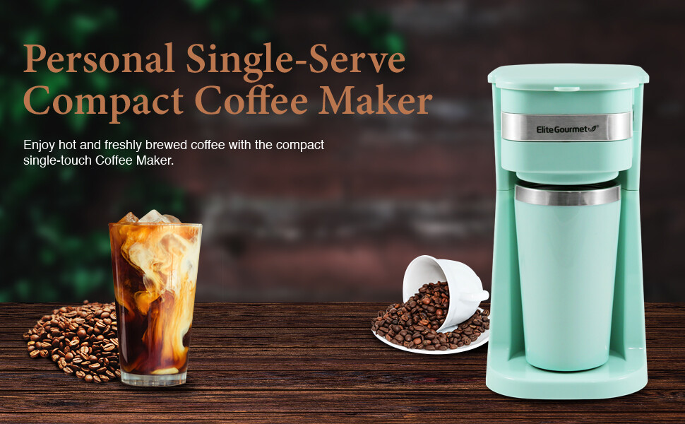 Elite Gourmet Personal Single-Serve Compact Coffee Maker Brewer