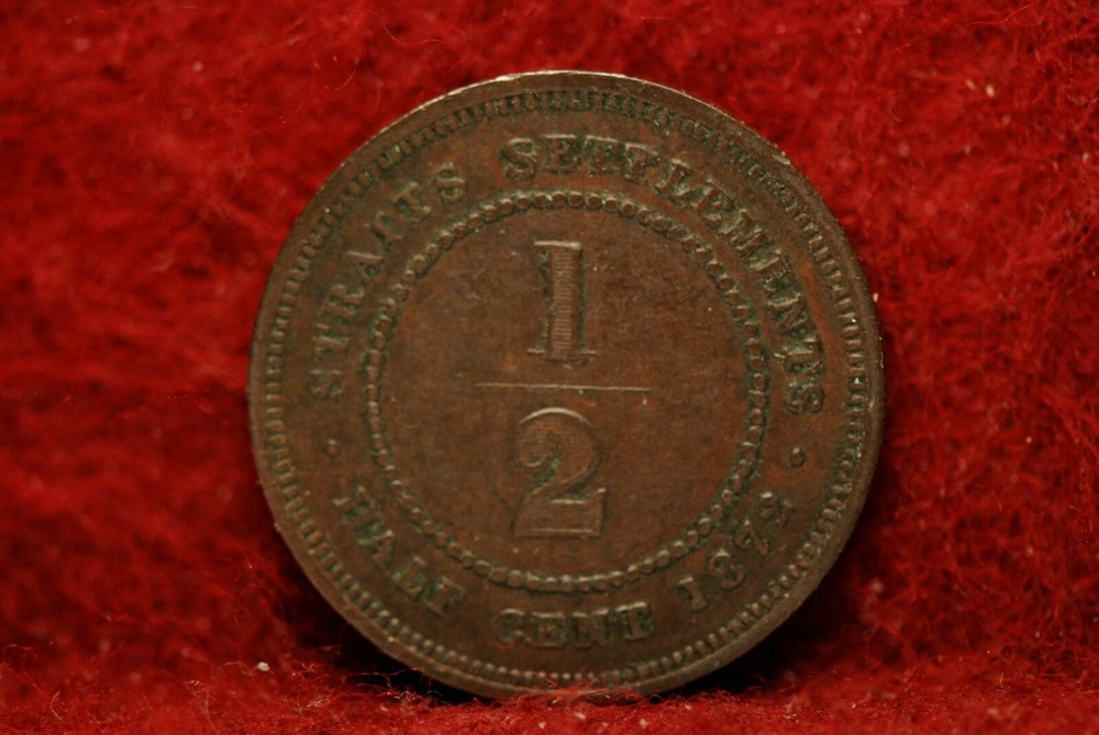 Straits Settlements, 1872-H 1/2 Cent, KM8, Fine+, A
