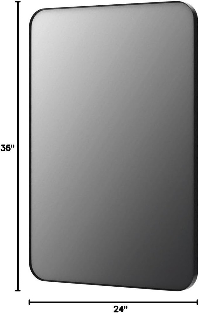 Stylish 24"x36" Rectangular Wall Mirror with Shatterproof Glass - Black Frame