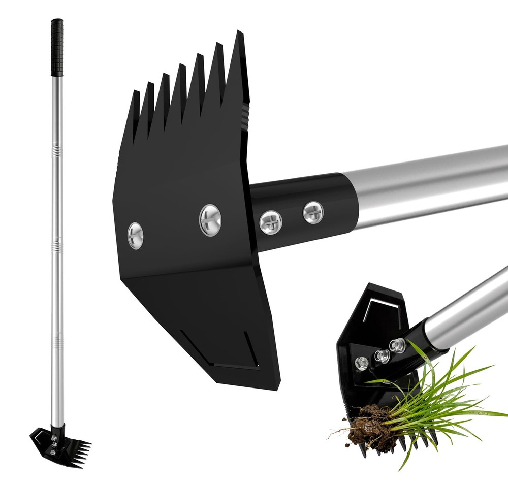 Weed Puller Tool with Long Handle, Manual Weed Remover Tool, 2 in 1 Weed Rake...