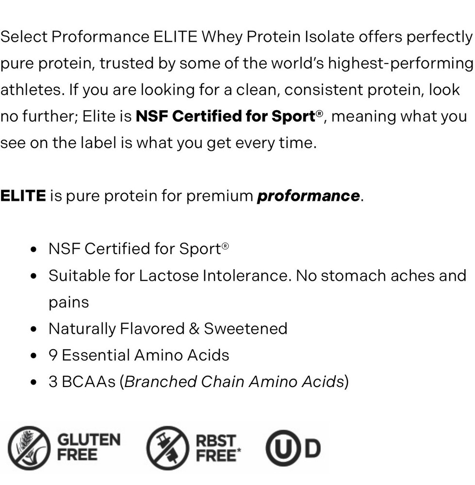Select Proformance Elite Whey Protein Isolate 4 lbs