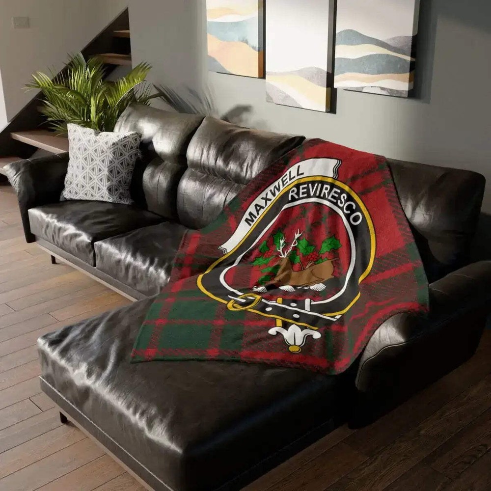 Maxwell Clan Crest Tartan Throw Blanket