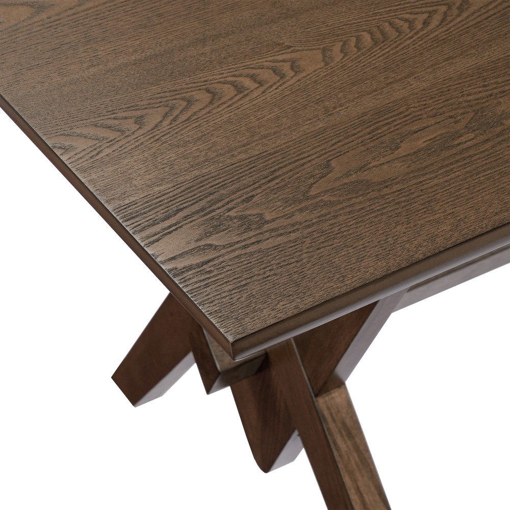 Walnut 63" Rectangular Dining Table Double V Legs Solid Rubberwood