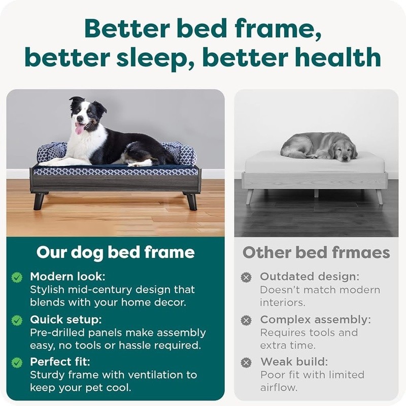 Elevated Dog Bed Frame Cooling Orthopedic Design Sturdy Support Easy Assembly US