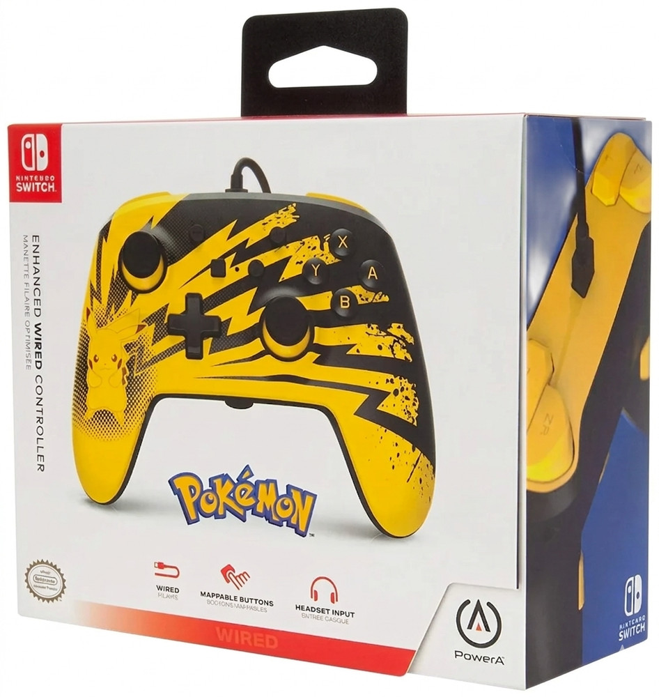 NEW PowerA Enhanced Wired Controller Pikachu Lightning for Nintendo Switch