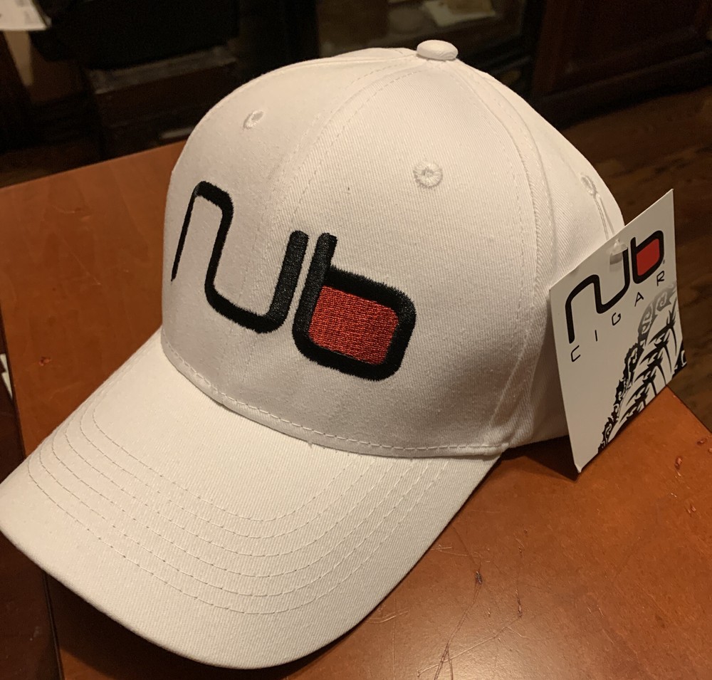 OLIVA NUB CIGAR EMBROIDERED ADJUSTABLE CIGAR CAP HAT - WHITE