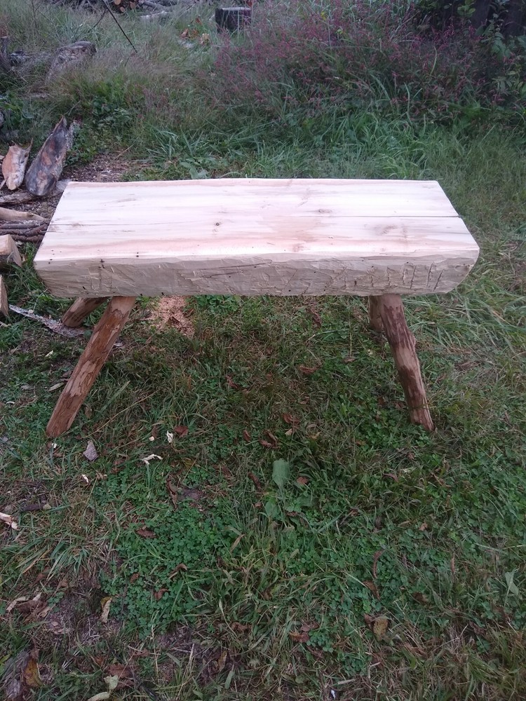 Log Bench Hewn Poplar Rustic Style