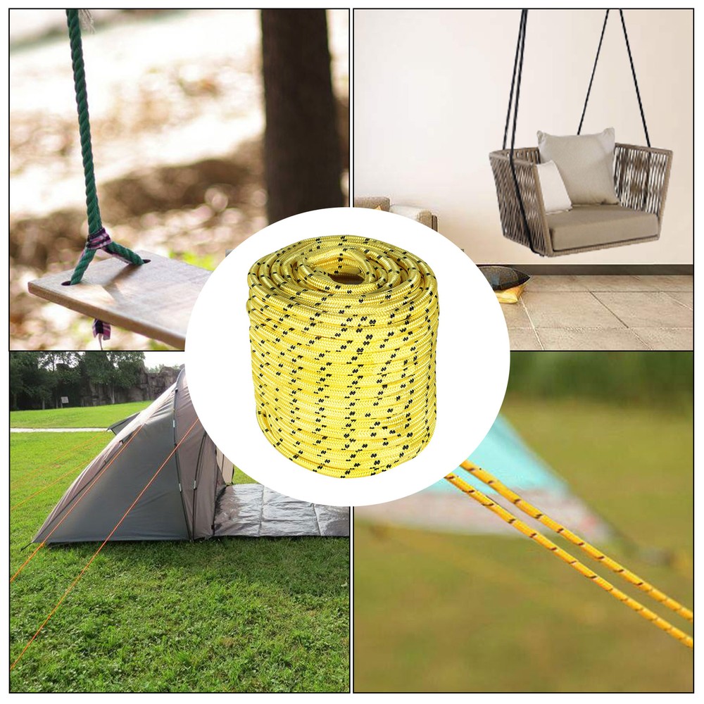 6180Lbs Breaking Strength 1/2"×200' Bull Rope Double Braid Polyester Rope Yellow