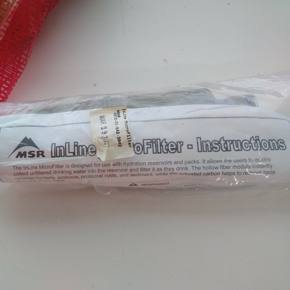 USMC Issued MSR Water InLine Micro Filter Hydration Pack Coyote April 2007