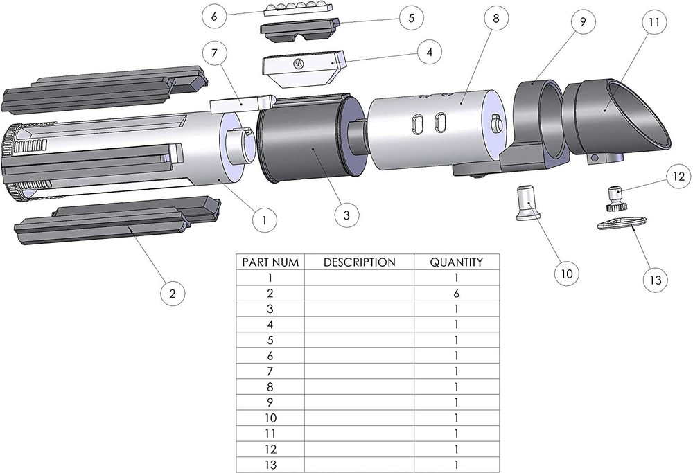 3D Printed Darth Vader DIY Saber Kit 1:1 Scale