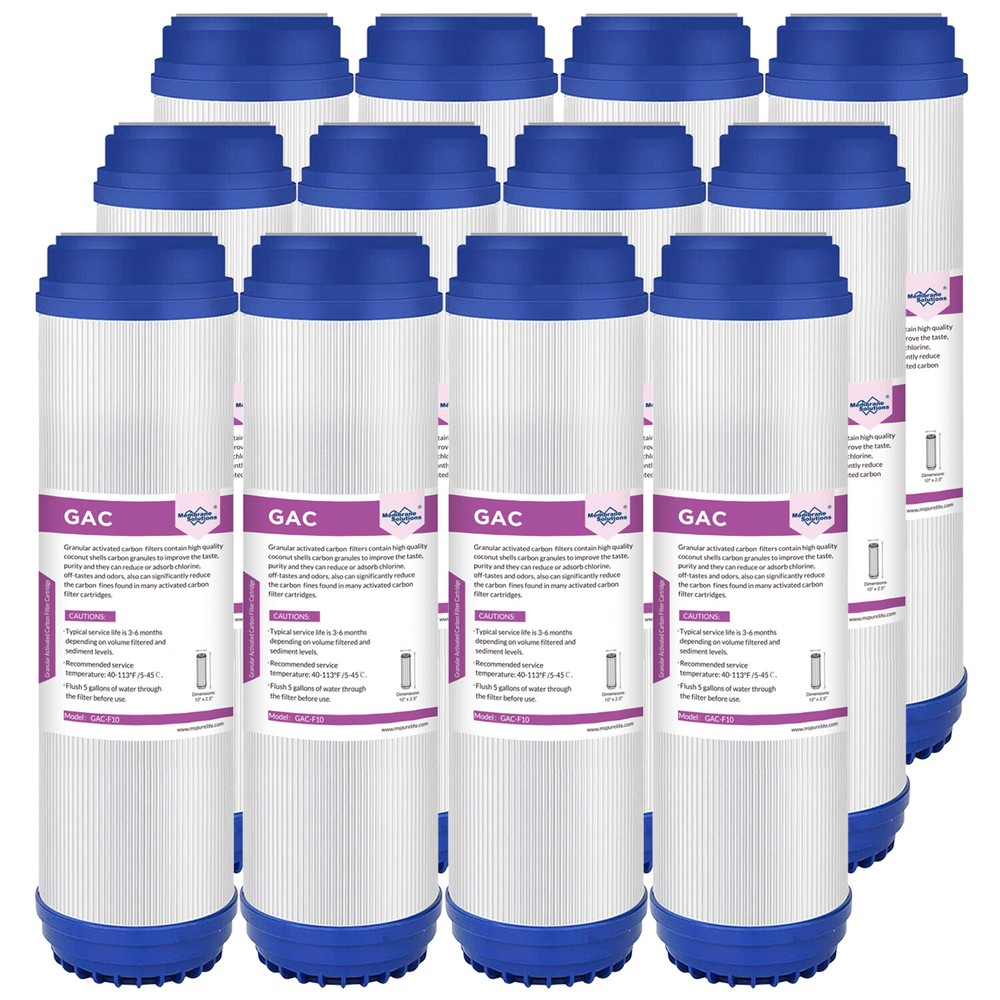 1-12Pack 10"x2.5" GAC Granular Activated Carbon Water Filter Whole House Replace