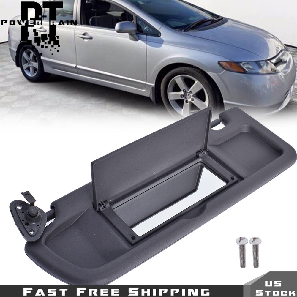 For Honda Civic 2006-2011 Front Left Driver Side Drak Gray Sun Visor With Mirror