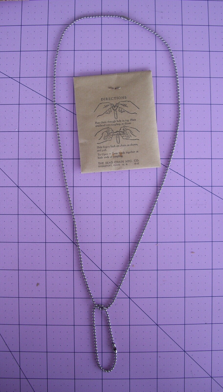 World War II (2) Dog Tag Chains 1945 Sealed Envelope NOS Free Shipping in USA