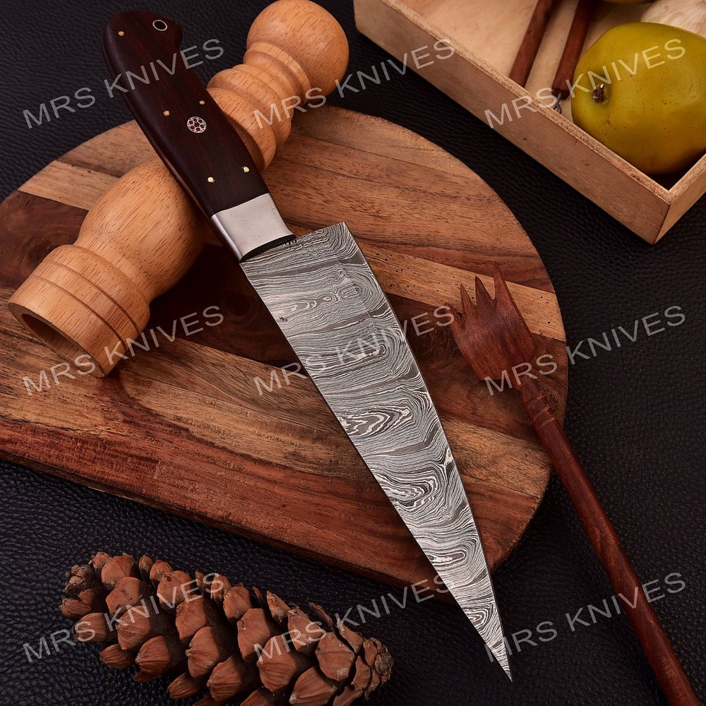 Handmade Damascus Chef Knife – Premium Kitchen Cooking Cutlery Sharp Pro Blade