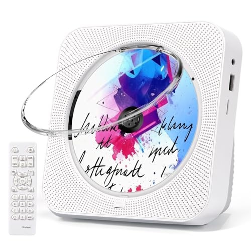 CD Player Portable, Bluetooth CD Players for Home with Remote Control White