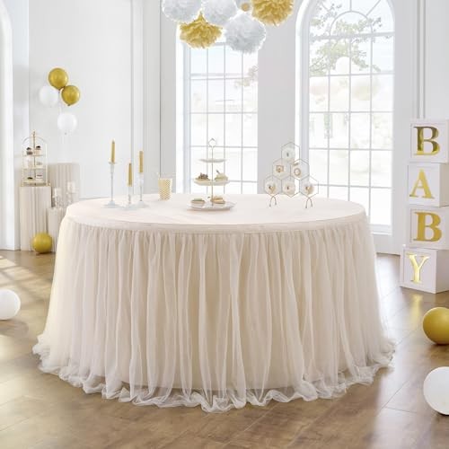 72inch Gold Tulle Table Skirts for Rectangle 72" x 30" (Rectangular) Champagne