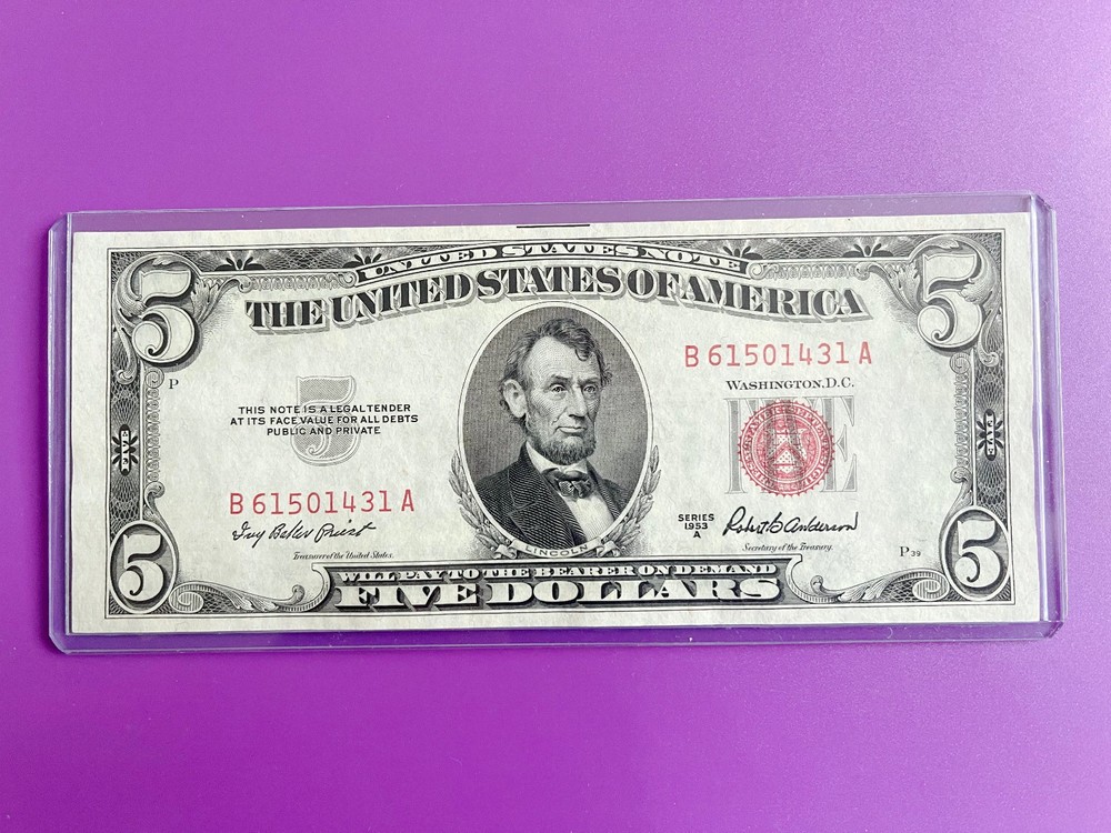 $5 1953 ((A)) UNITED STATES NOTE CHOICE UNC BU NOTE