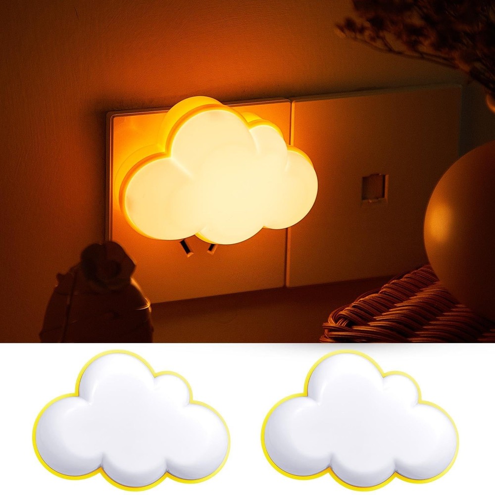Mudder 2 Pack Night Light Plug into Wall Soft LED Cloud, Yellow