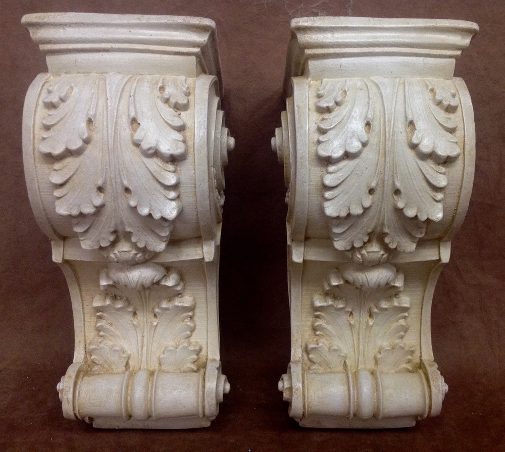 Pair Shelf Acanthus leaf Wall Corbel Sconce Bracket Architectural Accent