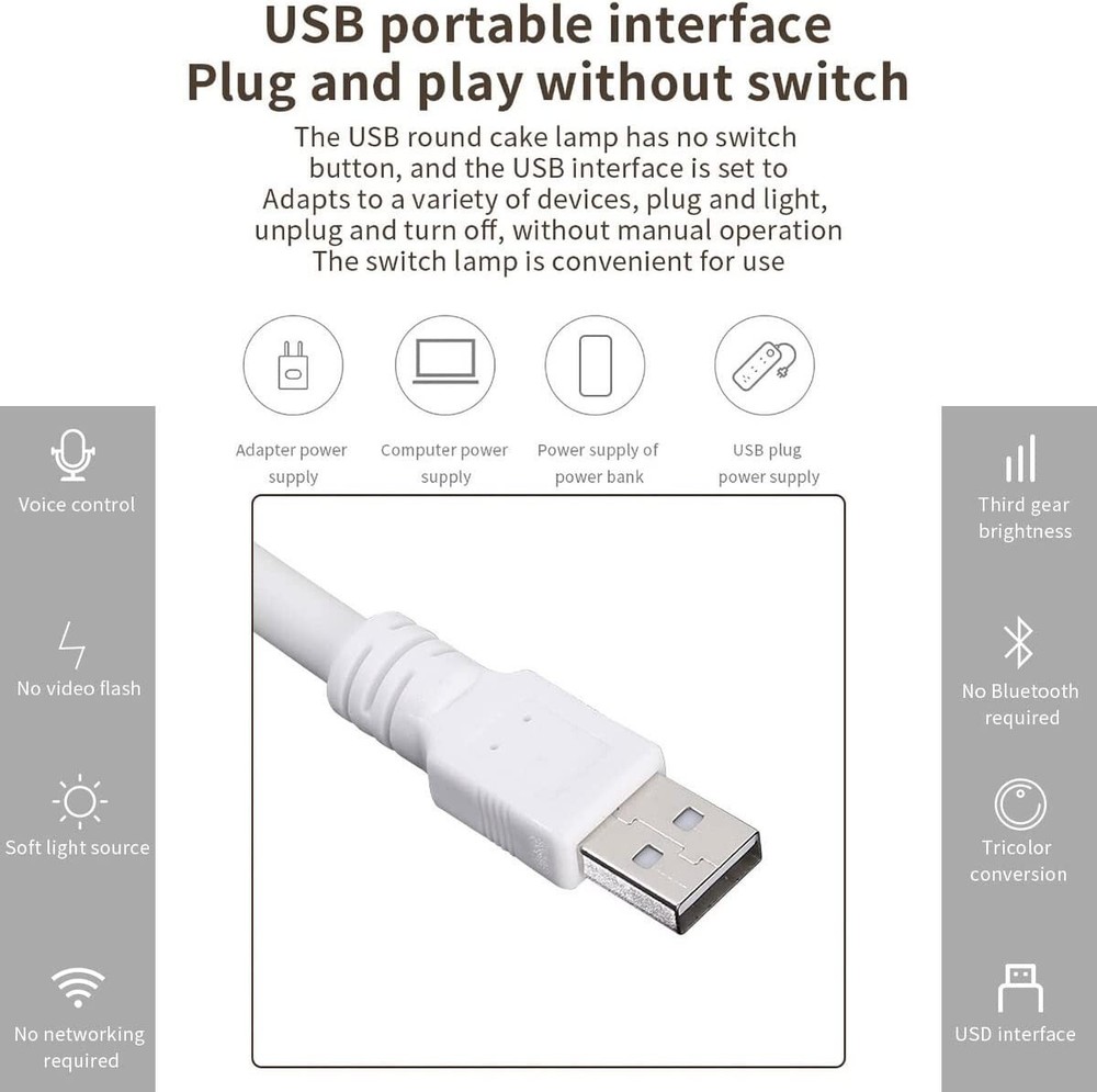USB Smart Voice Control Night Light LED Dimmable Daylight Bedroom Table Lamp