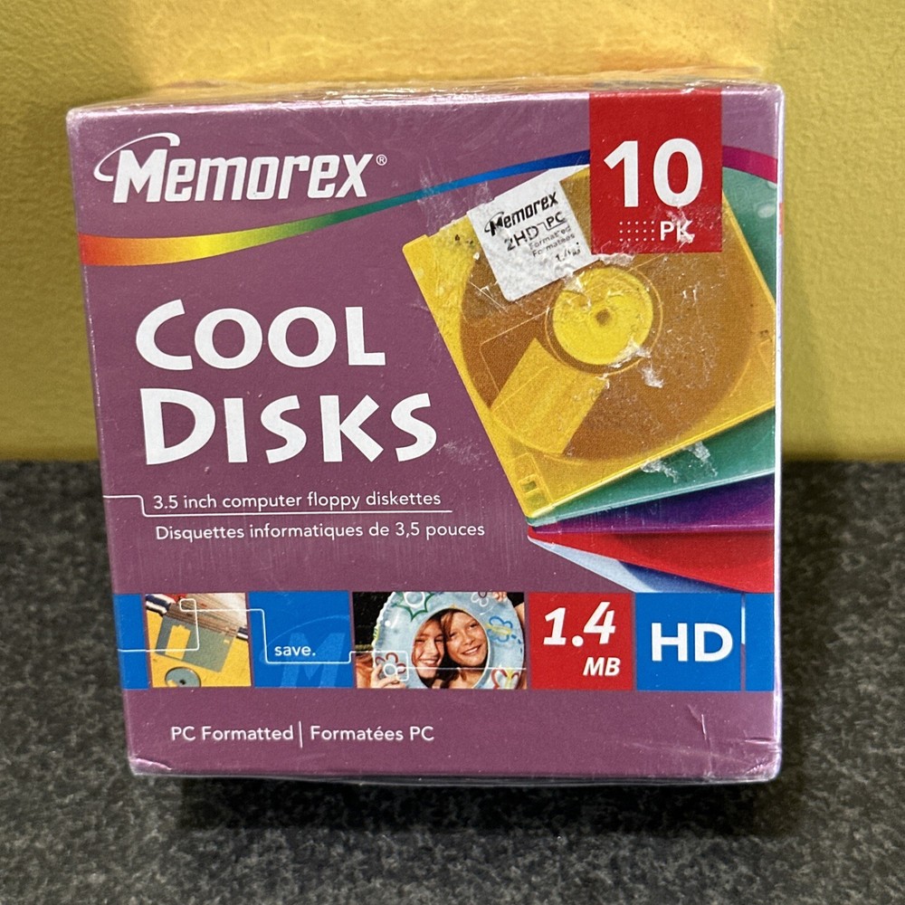 10X Memorex 2HD 3.5" Floppy Computer Diskettes PC Format Cool Disks New