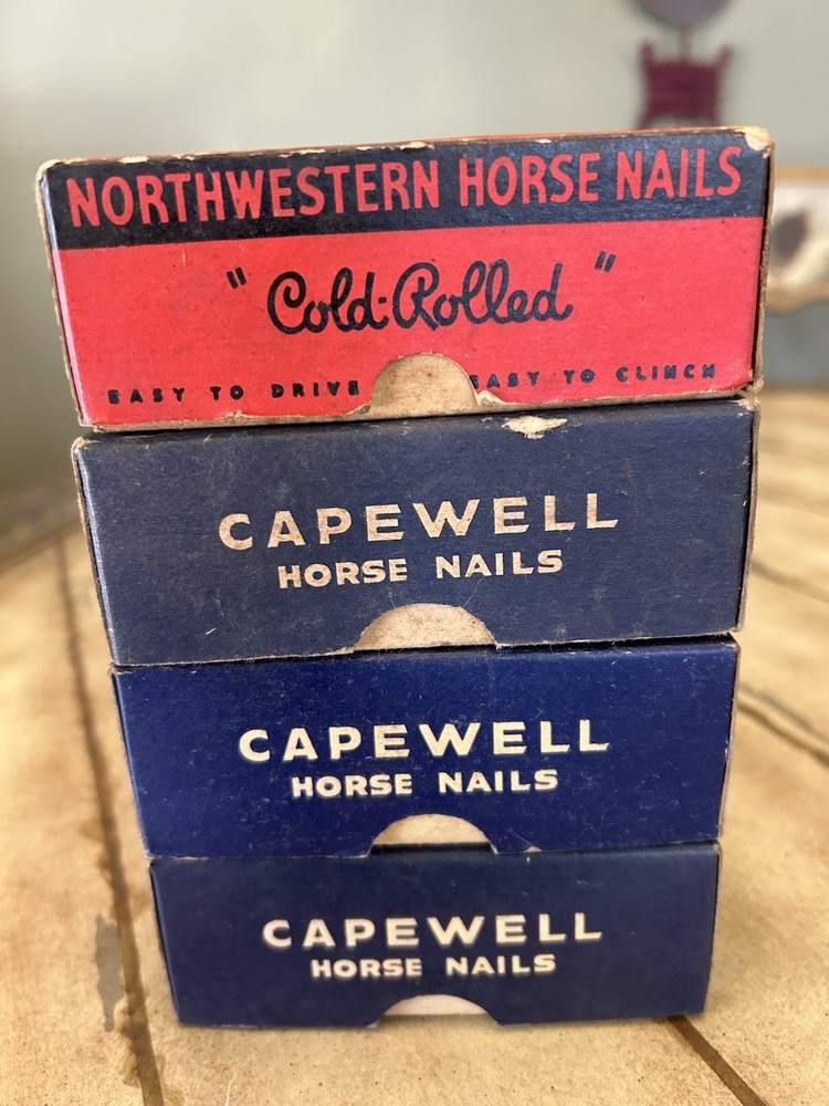 Over 250 Vintage Horseshoe Nails 4 Partial Boxes Sizes 6 & 7