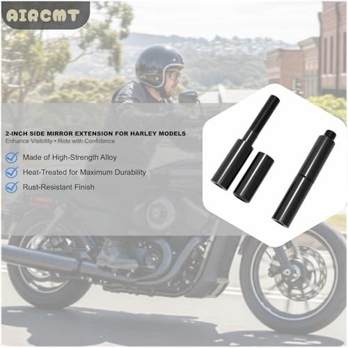 2-Inch Side Mirror Extension Riser Adapter Mount Extender for Harley