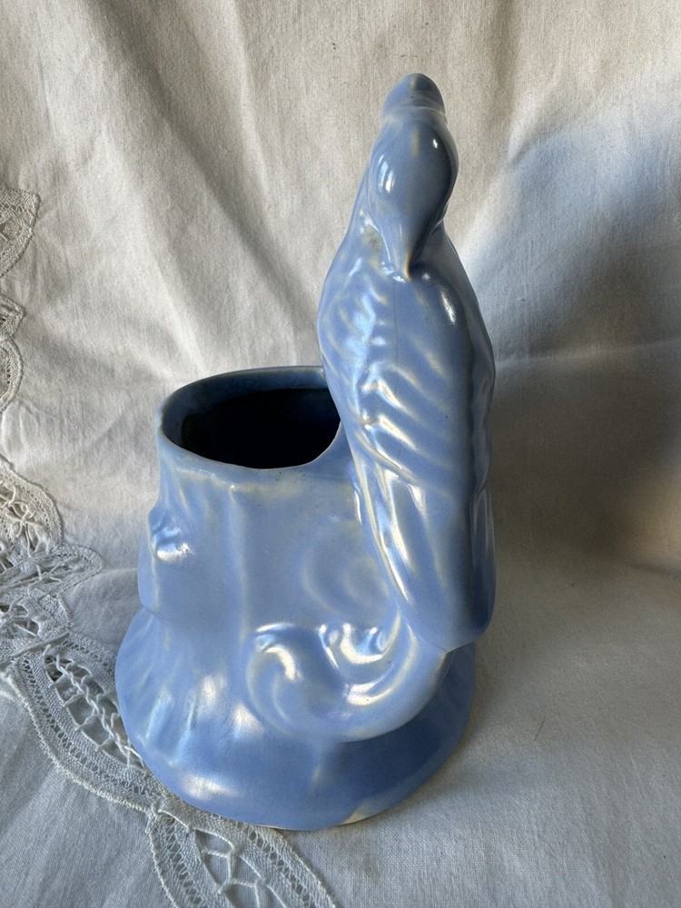 BLUE SHAWNEE POTTERY LOVEBIRD FLOWER POT
