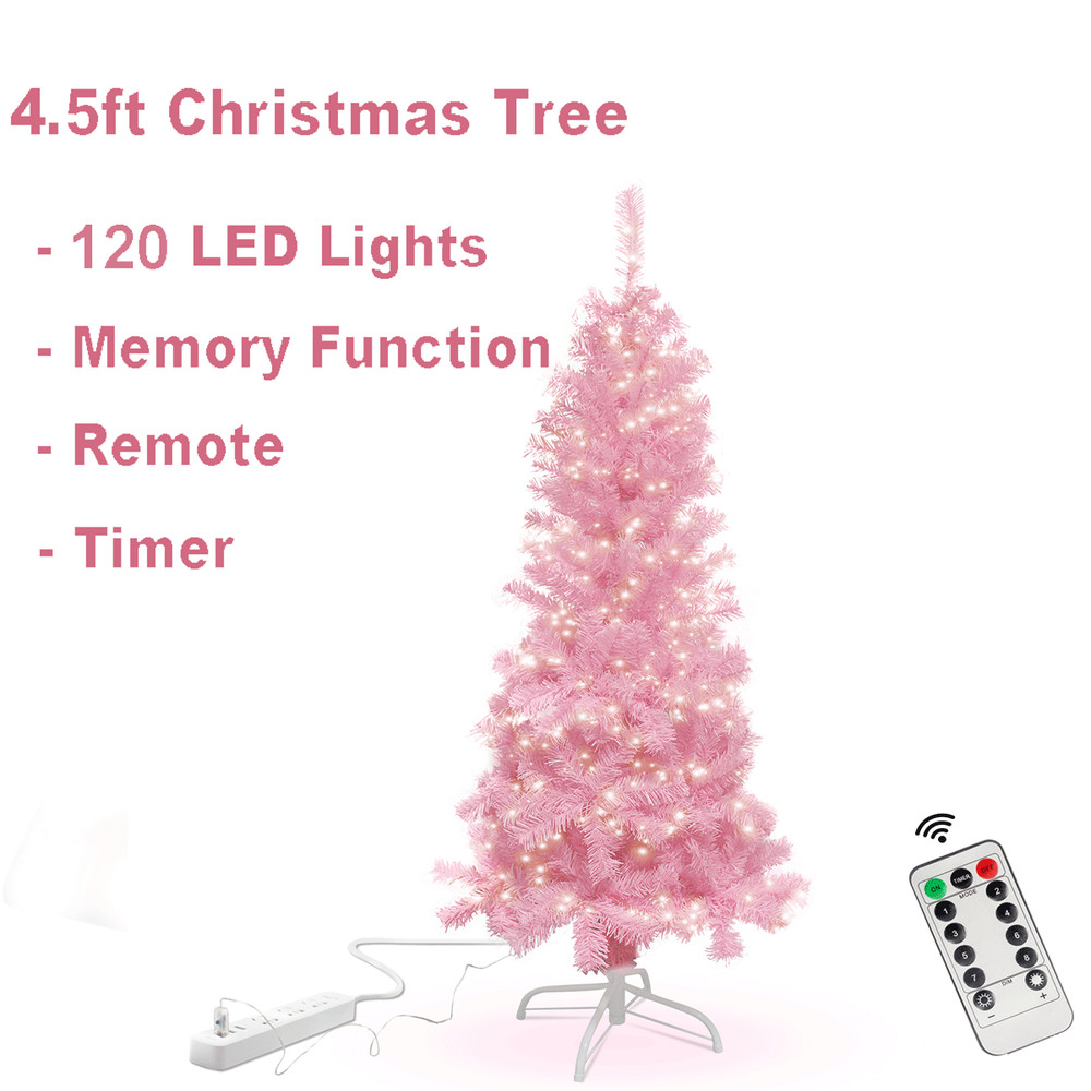 4.5ft or 7.5ft Pink Christmas Tree 120LED USB String Light Decor w/ Remote Timer