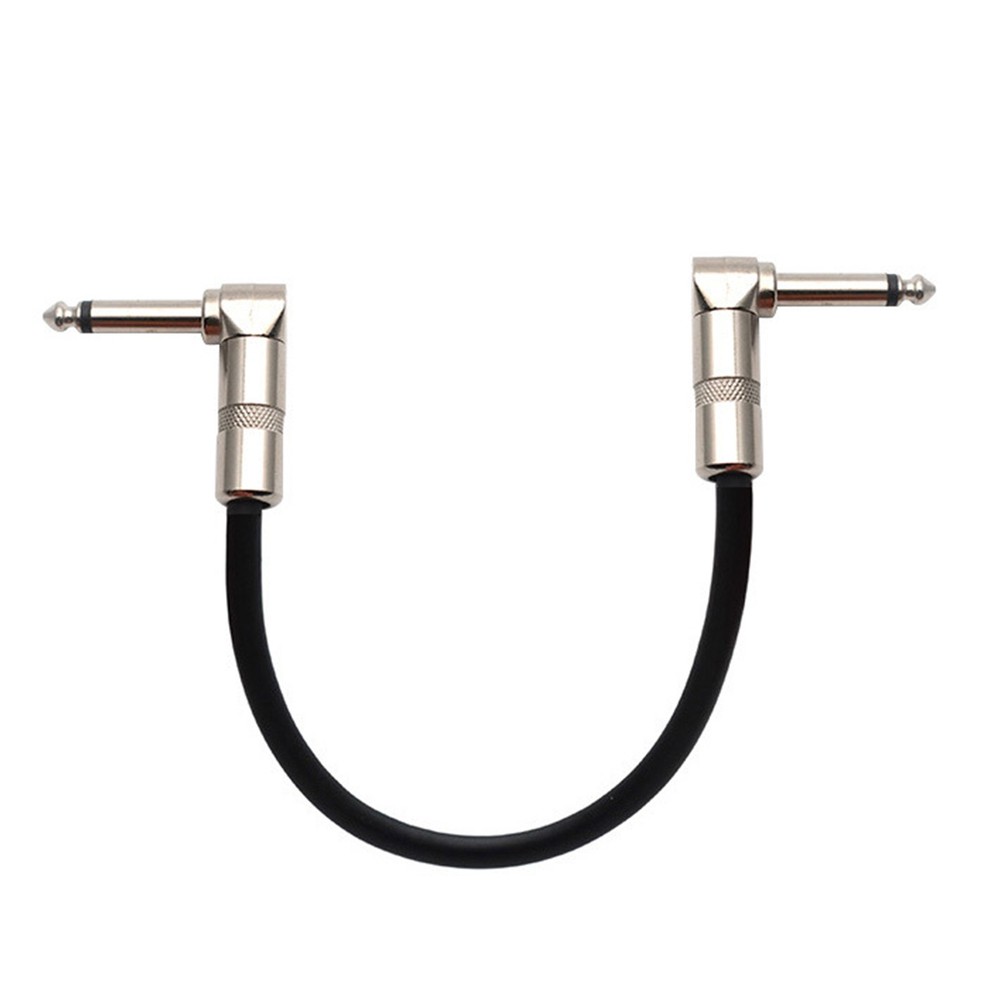 Instrument Patch Cable 1/4" Silver Right-angle Plug Black PVC Jacket Silver