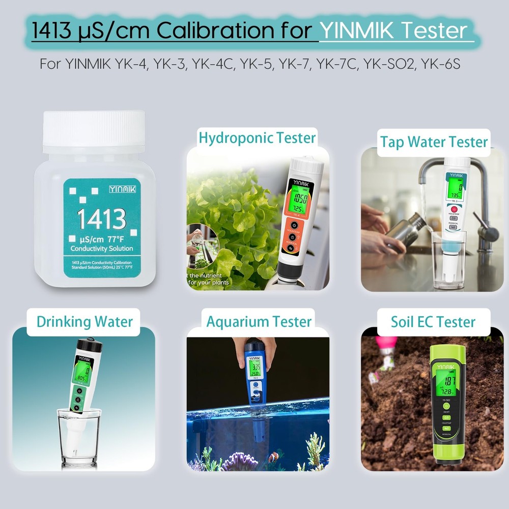 1413 μS/cm Calibration Solution, Conductivity Salt Standard Buffer Solution f...