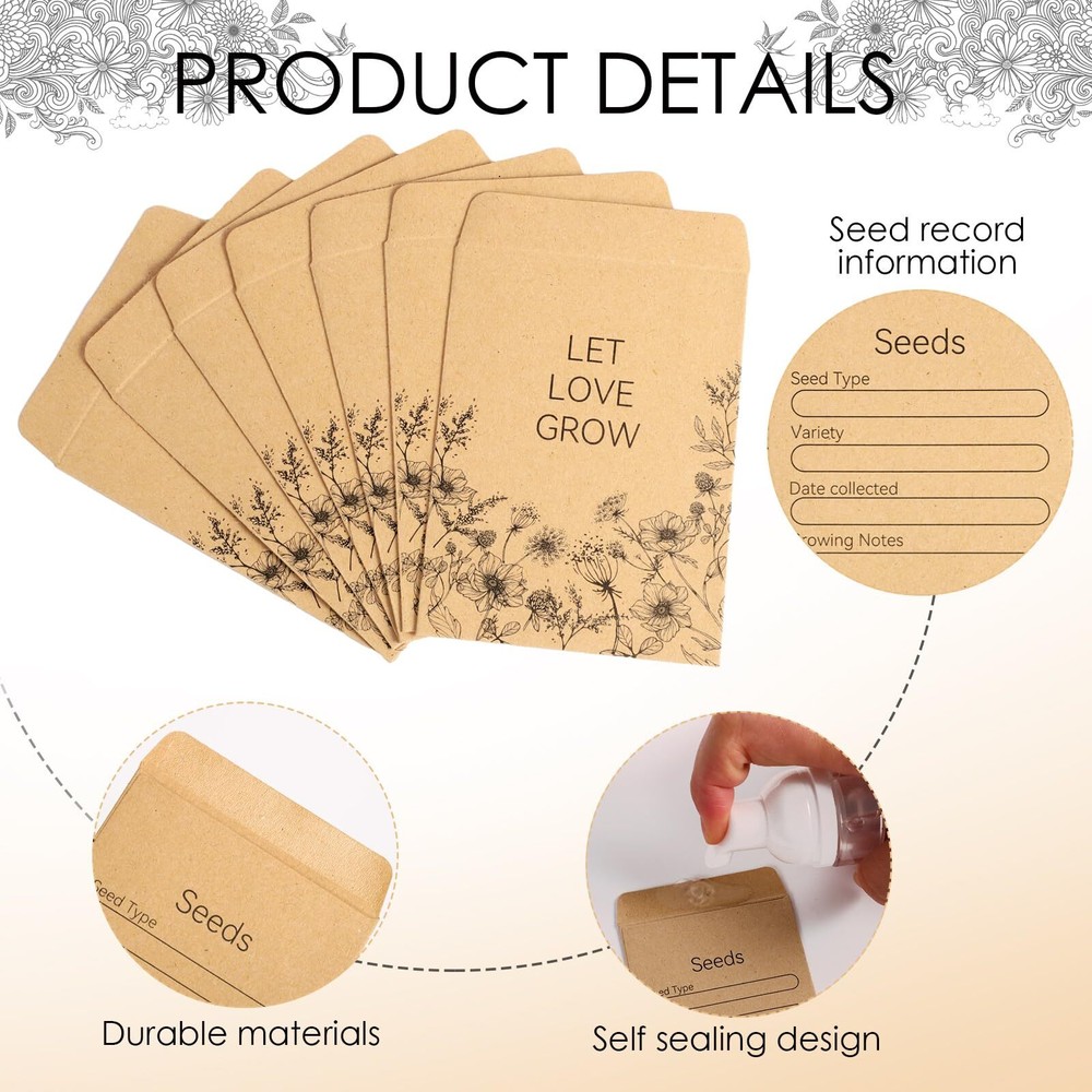 300 Small Preprinted Seed Envelopes for Flowers & Vegetables