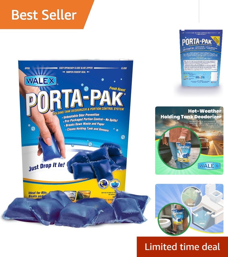 Porta-Pak 10-Pack RV Deodorizer Drop-Ins - Fresh Scent, Odor Control Solution