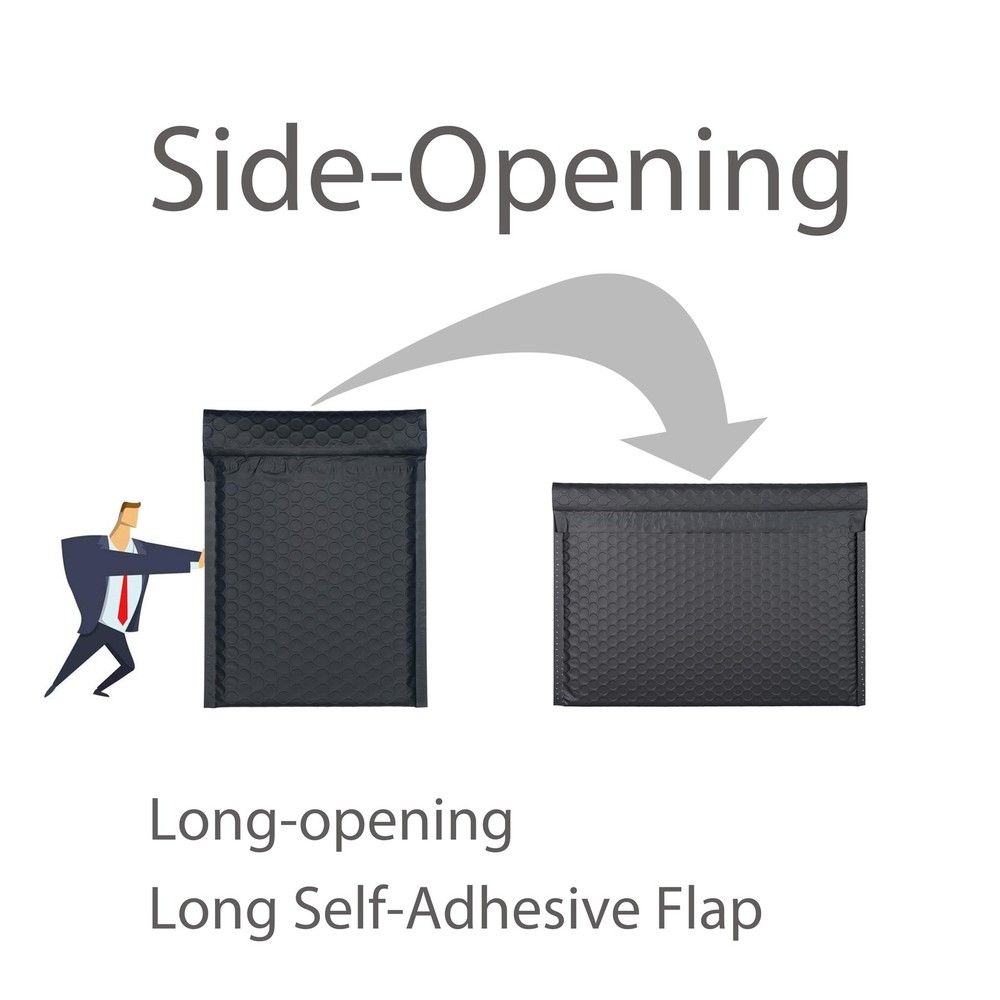 Black Side-Loading Bubble Mailers 13 x 10 Inches,Self-Seal Padded Mailing Env...