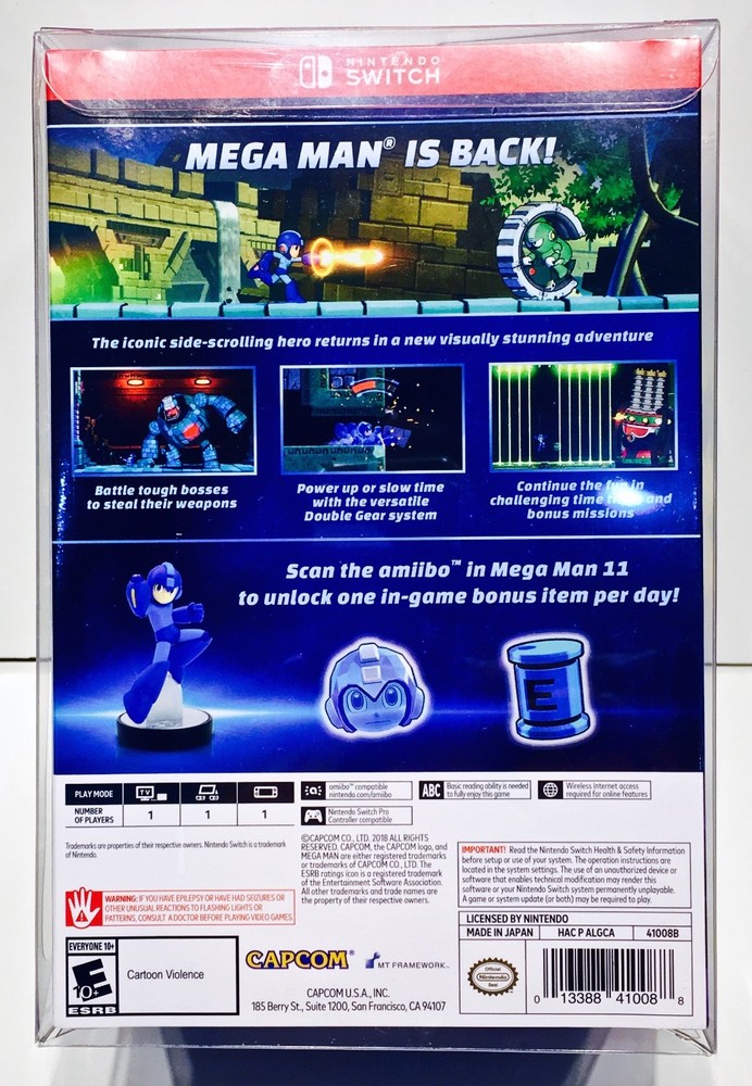 1 Box Protector For MEGA MAN 11 AMIIBO EDITION Nintendo Switch Display Case