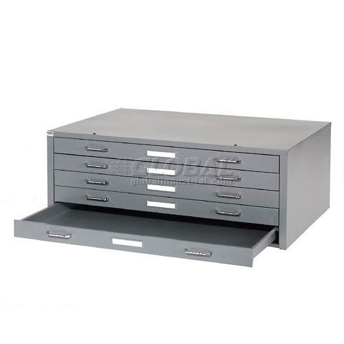 41"W Flat File Cabinet 5 Drawer Gray