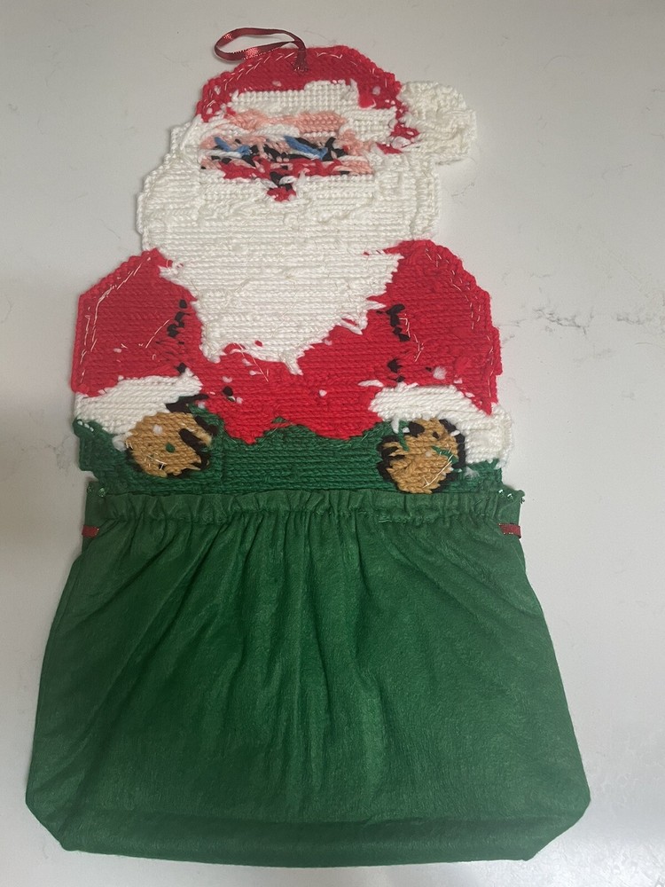 Handmade Santa Sequins 22” Pocket Plastic Canvas