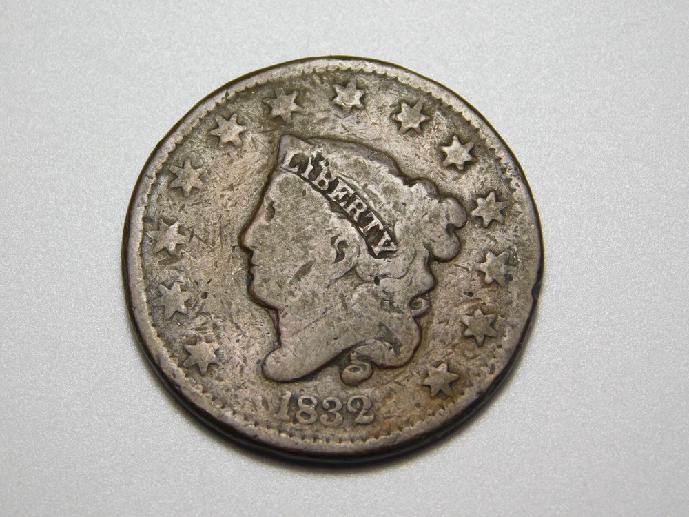 US COINS 1832 CORONET HEAD LARGE CENT