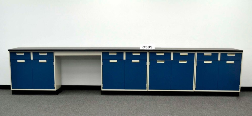 15' Laboratory Base Cabinet w/ Countertops & Desk Area / E1-012