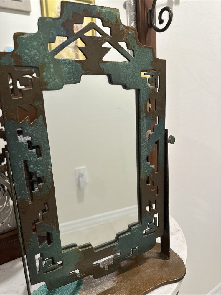 Southwestern Decor Style Mirror On Stand Cast Iron