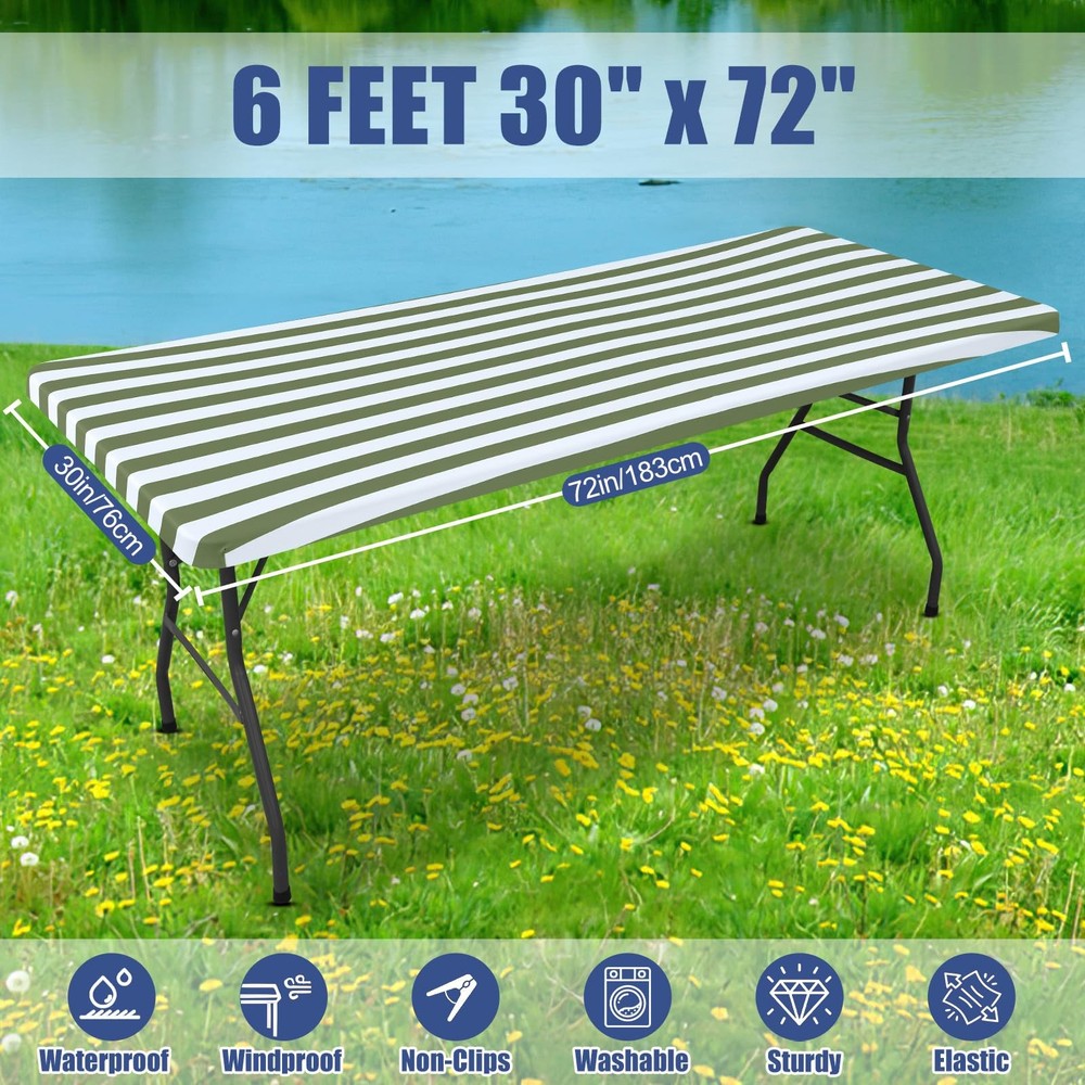 Rectangle Fitted Table Cloth, Waterproof Spandex Elastic Tablecloths, Fits fo...